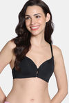 Zivame Padded Non Wired 3/4Th Coverage Front Open T-Shirt Bra - Anthracite — thumbnail 1