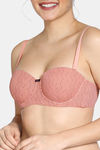 Zivame Knotty Padded Wired 3/4th Coverage Strapless Bra - Lobster Bisque — thumbnail 5