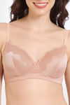 Zivame Shimmer Wave Padded Non Wired 3/4Th Coverage Lace Bra - Skin — thumbnail 4
