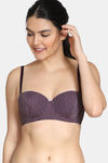 Zivame Knotty Padded Wired 3/4th Coverage Strapless Bra - Blackberry Wine — thumbnail 3