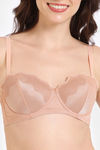 Zivame Shimmer Wave Padded Wired 3/4Th Coverage Lace Bra - Skin — thumbnail 4