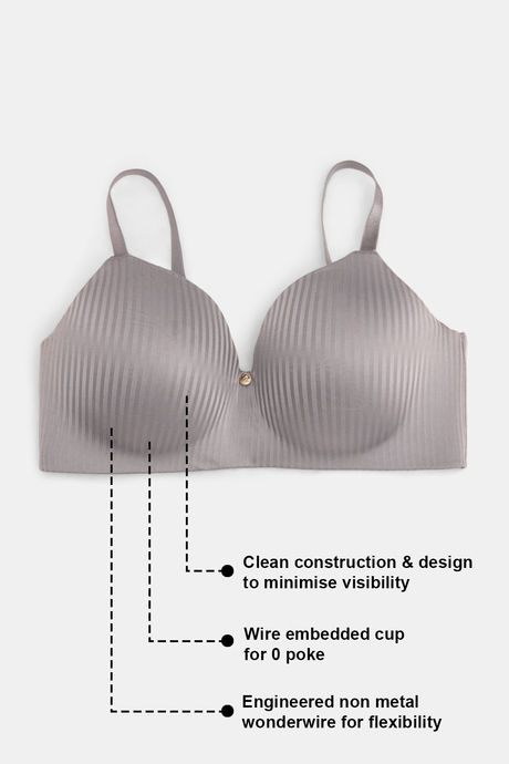 Zivame Wonderwire Padded 3/4Th Coverage T-Shirt Bra - Zinc — image 5