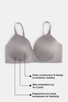 Zivame Wonderwire Padded 3/4Th Coverage T-Shirt Bra - Zinc — thumbnail 5