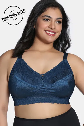 Zivame True Curv Celeste & Rose Double Layered Non Wired Full Coverage Super Support Bra - Gibraltor Sea