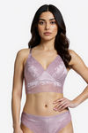 Zivame Celeste & Rose Padded Non-Wired 3/4Th Coverage Lace Bra - Elderberry — thumbnail 1