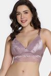 Zivame Celeste & Rose Padded Non-Wired 3/4Th Coverage Lace Bra - Elderberry — thumbnail 2