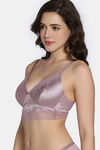 Zivame Celeste & Rose Padded Non-Wired 3/4Th Coverage Lace Bra - Elderberry — thumbnail 4