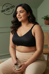 Zivame True Curve Jacquard Lightly Lined Non Wired Full Coverage Minimiser Bra - Black — thumbnail 1