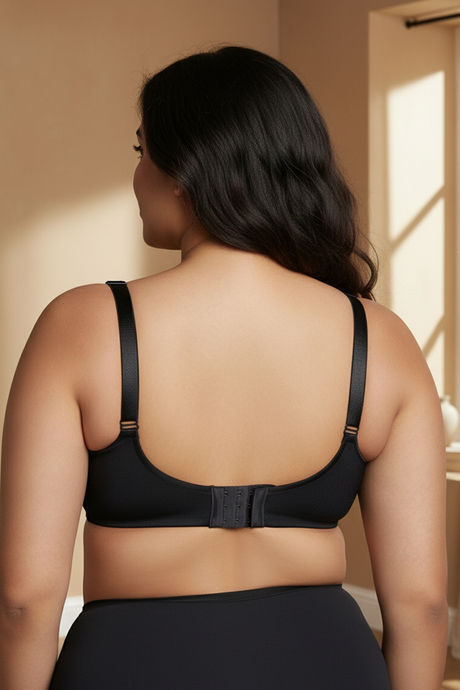 Zivame True Curve Jacquard Lightly Lined Non Wired Full Coverage Minimiser Bra - Black — image 2