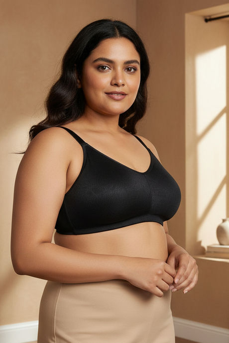 Zivame True Curve Jacquard Lightly Lined Non Wired Full Coverage Minimiser Bra - Black — image 3