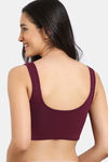 Zivame Double Layered Full Coverage Non Wired Slip-on Home Bra - Wine — thumbnail 2