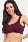 Zivame Double Layered Full Coverage Non Wired Slip-on Home Bra - Wine — thumbnail 3