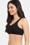 Zivame Double Layered Full Coverage Non Wired Slip-on Home Bra - Black — thumbnail 3