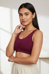 Zivame Double Layered Full Coverage Non Wired Slip-on Home Bra - Plum — thumbnail 2