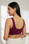 Zivame Double Layered Full Coverage Non Wired Slip-on Home Bra - Plum — thumbnail 3