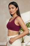 Zivame Double Layered Full Coverage Non Wired Slip-on Home Bra - Plum — thumbnail 4