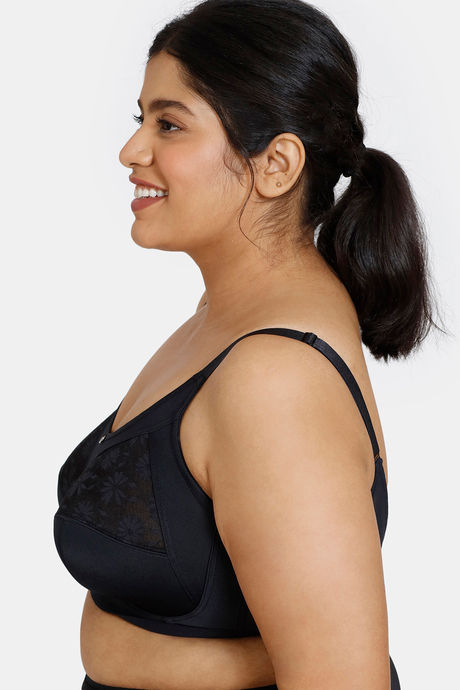 Zivame True Curv Beautiful Basics Double Layered Non Wired Full Coverage Super Support Bra - Anthracite — image 3