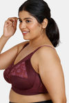 Zivame True Curv Beautiful Basics Double Layered Non Wired Full Coverage Super Support Bra - Fig — thumbnail 3