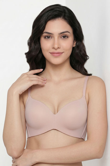 Zivame Innovation Padded Non Wired 3/4Th Coverage T-Shirt Bra - Peach Whip
