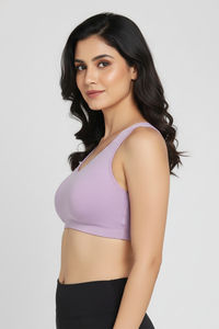 Zivame Double Layered Non Wired Full Coverage Bralette - Lavender — thumbnail 3