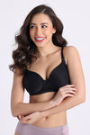Zivame Shimmering Secrets Padded Non Wired 3/4Th Coverage T-Shirt Bra - Black — thumbnail 2
