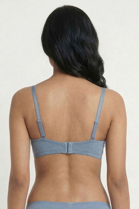 Zivame Lace Melange Padded Wired 3/4th Coverage Tshirt Bra - Blue — image 3