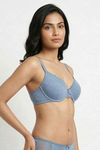 Zivame Lace Melange Padded Wired 3/4th Coverage Tshirt Bra - Blue — thumbnail 4