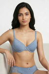Zivame Lace Melange Padded Wired 3/4th Coverage Tshirt Bra - Blue — thumbnail 5