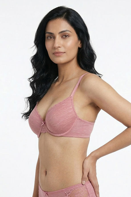 Zivame Lace Melange Padded Wired 3/4th Coverage Tshirt Bra - Pink — image 4