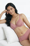 Zivame Lace Melange Padded Wired 3/4th Coverage Tshirt Bra - Pink — thumbnail 5