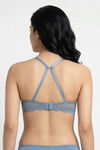 Zivame Lace Melange Padded Non Wired 3/4th Coverage Tshirt Bra - Blue — thumbnail 3