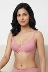 Zivame Lace Melange Padded Non Wired 3/4th Coverage Tshirt Bra - Pink — thumbnail 4