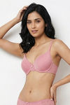 Zivame Lace Melange Padded Non Wired 3/4th Coverage Tshirt Bra - Pink — thumbnail 5
