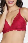 Zivame Forever Yours Padded Non Wired 3/4th Coverage Lace Bra - Cerise — thumbnail 4