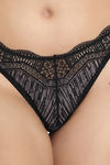 Zivame Cosmic Romance Single Layered Wired Low Demi Coverage Lace Bra with Thongs - Black — thumbnail 5