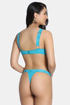 Zivame Cosmic Romance Single Layered Wired Low Demi Coverage Lace Bra with Thongs - Turqoise — thumbnail 2