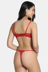 Zivame Cosmic Romance Single Layered Wired Medium Coverage Lace Bra with Thongs - Red — thumbnail 2