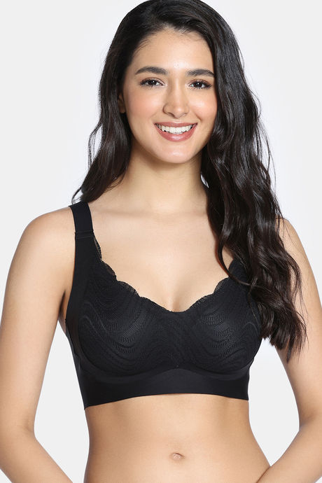 Zivame Freeform Padded Non Wired 3/4Th Coverage Lace Bra - Black — image 2