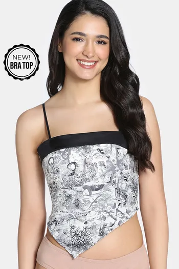 Zivame Bra Top With Inbuilt Cups - Black Print