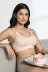 Zivame Unbound Maternity Padded Non Wired 3/4Th Coverage Seamless Nursing Bra - Pink — thumbnail 1