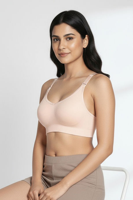 Zivame Unbound Maternity Padded Non Wired 3/4Th Coverage Seamless Nursing Bra - Pink — image 3