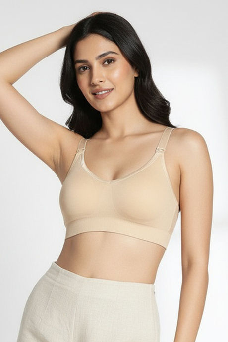 Zivame Unbound Maternity Padded Non Wired 3/4Th Coverage Seamless Nursing Bra - Skin — image 3