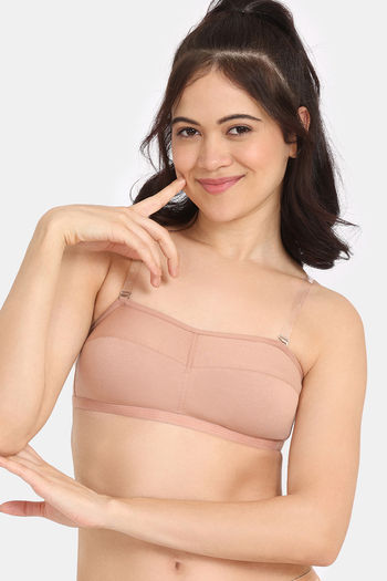 model image of Zivame Double Layered Non Wired Medium Coverage Strapless Bra - Maple Sugar