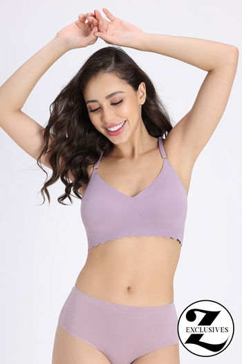 Zivame Freeform Padded Non Wired 3/4Th Coverage Bralette - Sea Fog