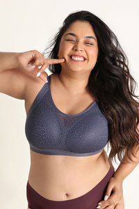 Zivame True Curv Freeform Padded Non Wired Full Coverage Super Support Bra - Graphite — thumbnail 2