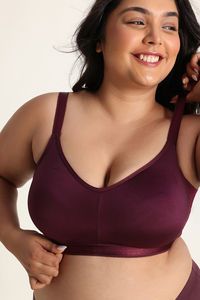 Zivame True Curv Single Layered Non Wired Full Coverage 360 Minimiser Bra - Fig — thumbnail 5