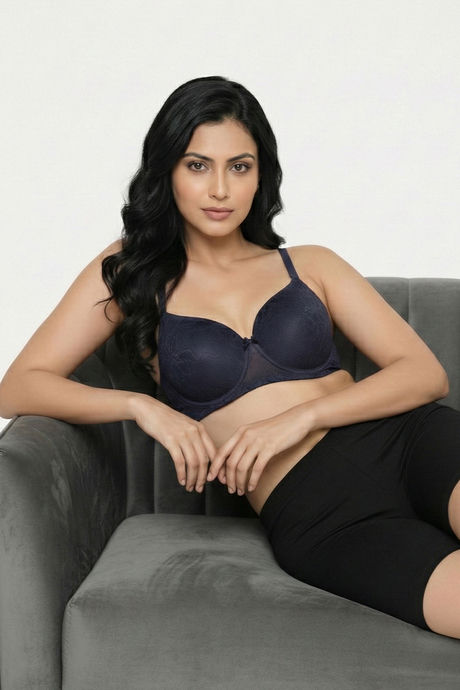 Zivame Beautiful Basic Padded Regular Wired 3/4th Coverage Tshirt Bra - Peacoat — image 5