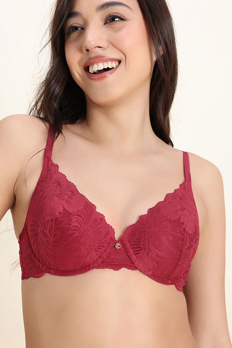Zivame Enchanted Padded Plunged Wired Medium Coverage Lace Bra - Scooter — image 5