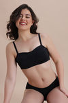 Zivame Double Layered Non Wired Medium Coverage Strapless Bra - Black — thumbnail 4