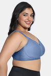 Zivame True Curv Jacquard Single Layered Non Wired Full Coverage Super Support Bra - Blue — thumbnail 3